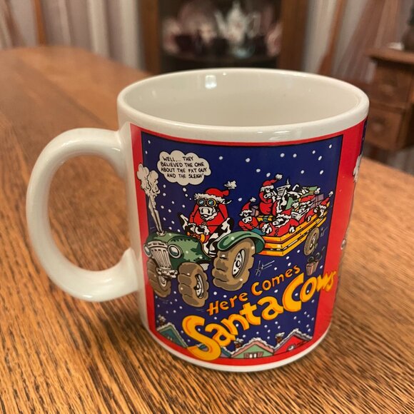 Vintage "Here Comes Santa Cows" Coffee Cup Mug by In Over Our Heads - Picture 3 of 5